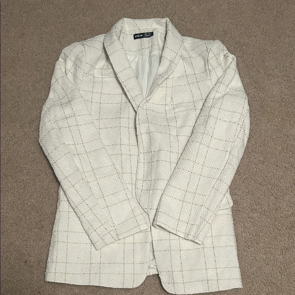 Women's White Plaid Jacket - Picture 1 of 4